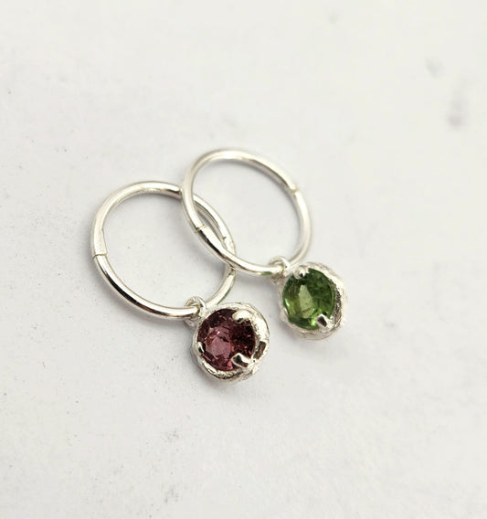 Briar Bud Drop Earrings - Silver & Tourmaline