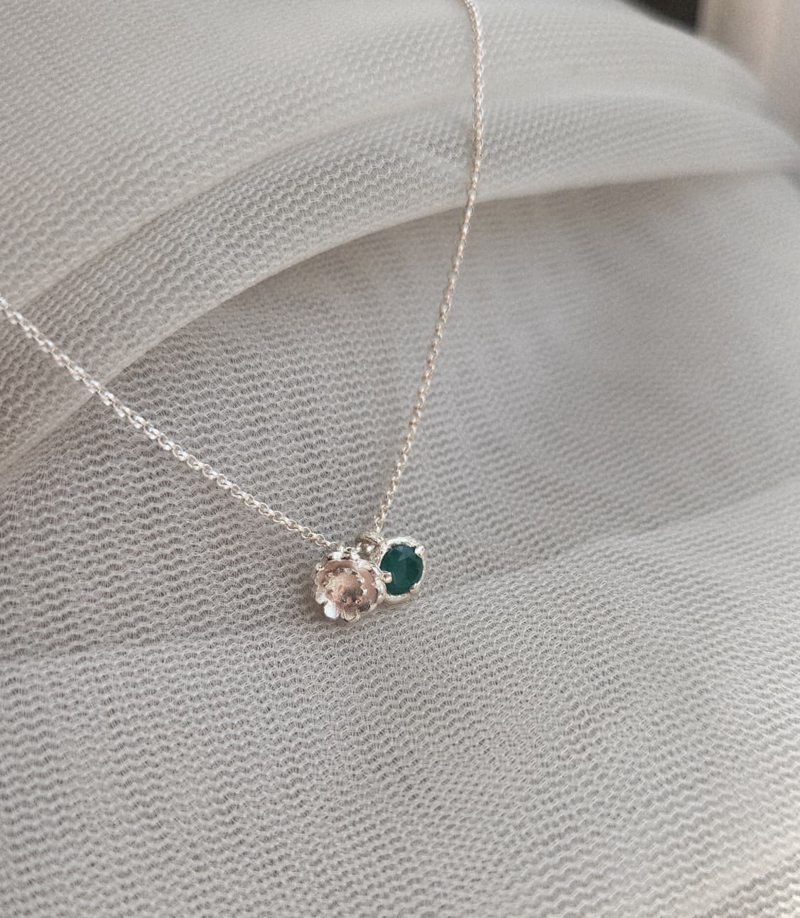 Briar Bud Necklace - Sterling Silver & Green Onyx