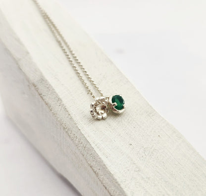 Briar Bud Necklace - Sterling Silver & Green Onyx