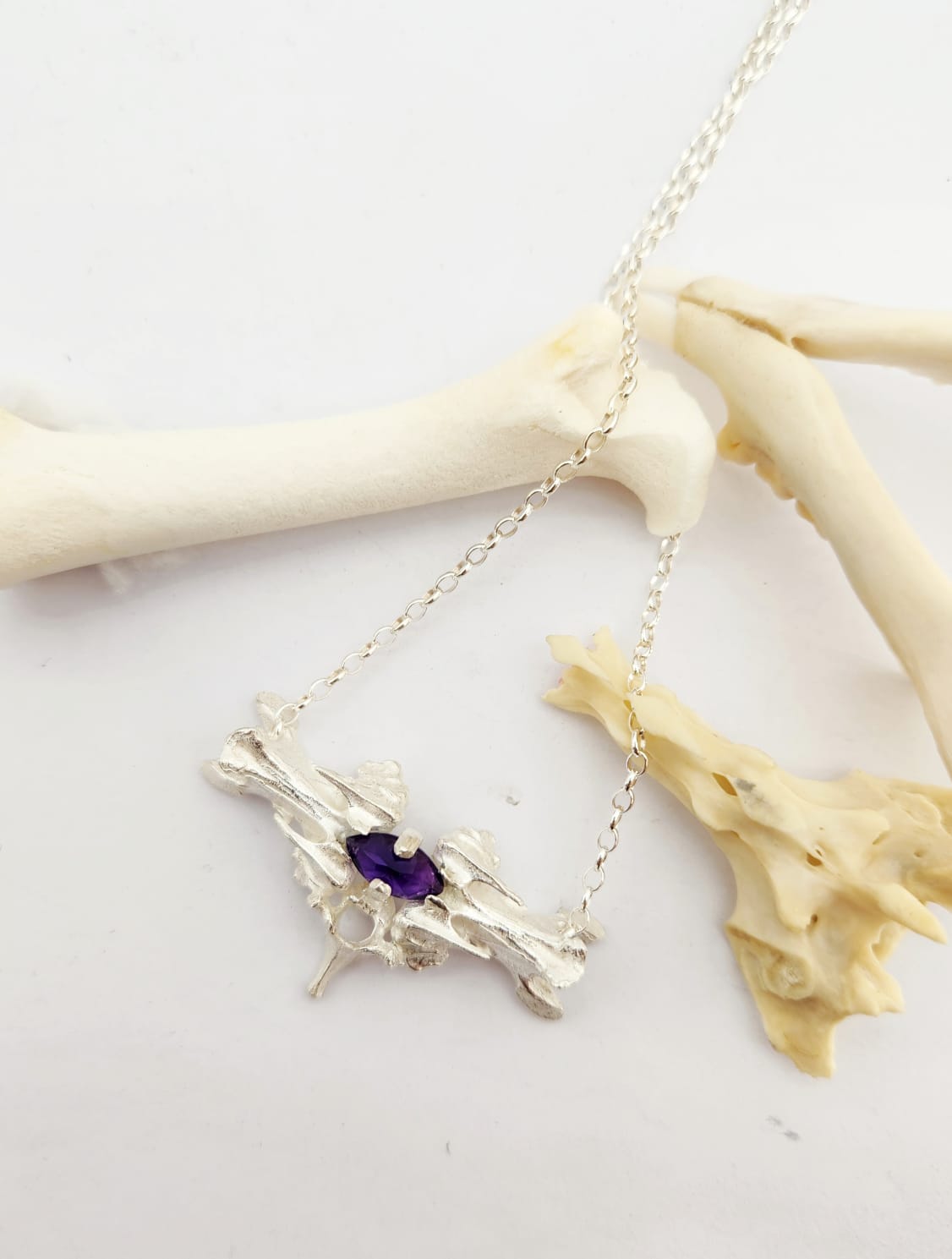 Amethyst Bone & Vertibrae Necklace