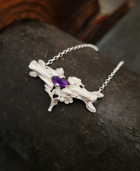 Amethyst Bone & Vertibrae Necklace