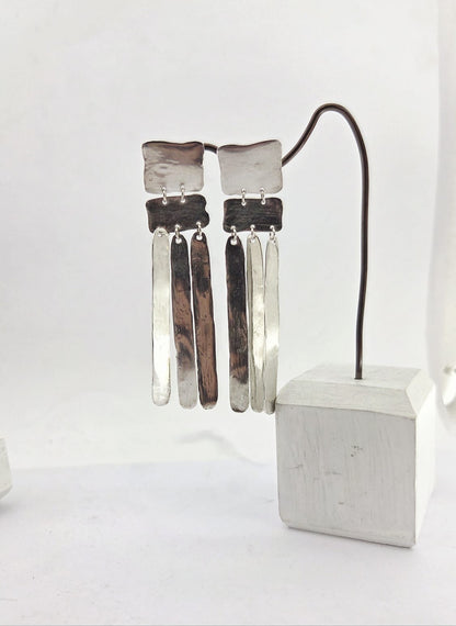 Abstract Geo Drop Sterling Silver Earrings