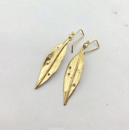 Pohutakawa Leaf Pendant Earrings - 18ct Gold Plated Sterling