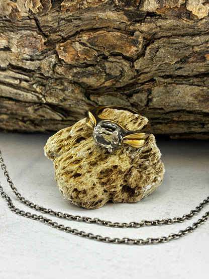 Bronze Leaf Ring with Smokey Quartz