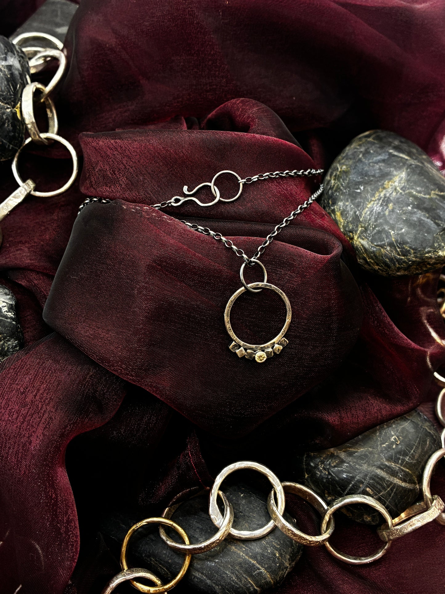 Ring-Pendant with Golden Diamond