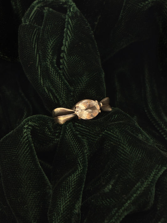 Silver Leaf Ring with White Topaz