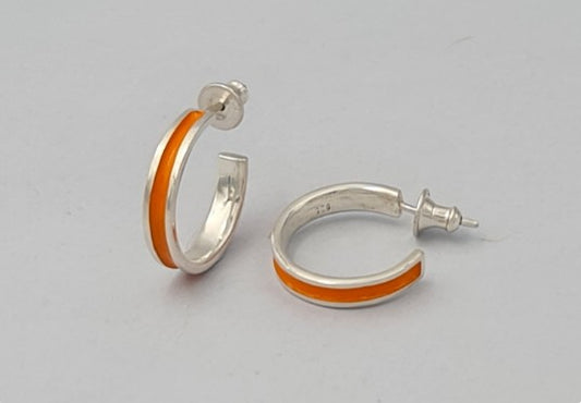 Orange Enamel Hoop Earrings