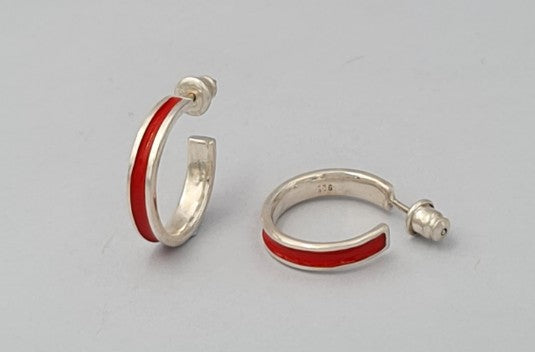 Red Enamel Hoop Earrings