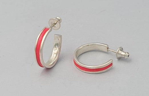 Pink Enamel Hoop Earrings