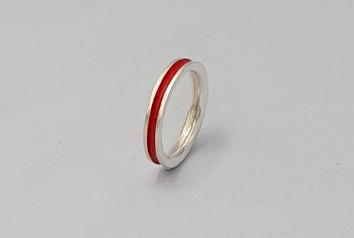 Red Enamel Stacker Ring