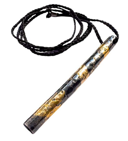 Wrapped Necklace in Oxidised Silver and 24ct gold leaf