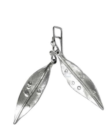Pohutakawa Leaf Pendant Earrings - Sterling silver