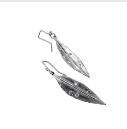 Pohutakawa Leaf Pendant Earrings - Sterling silver