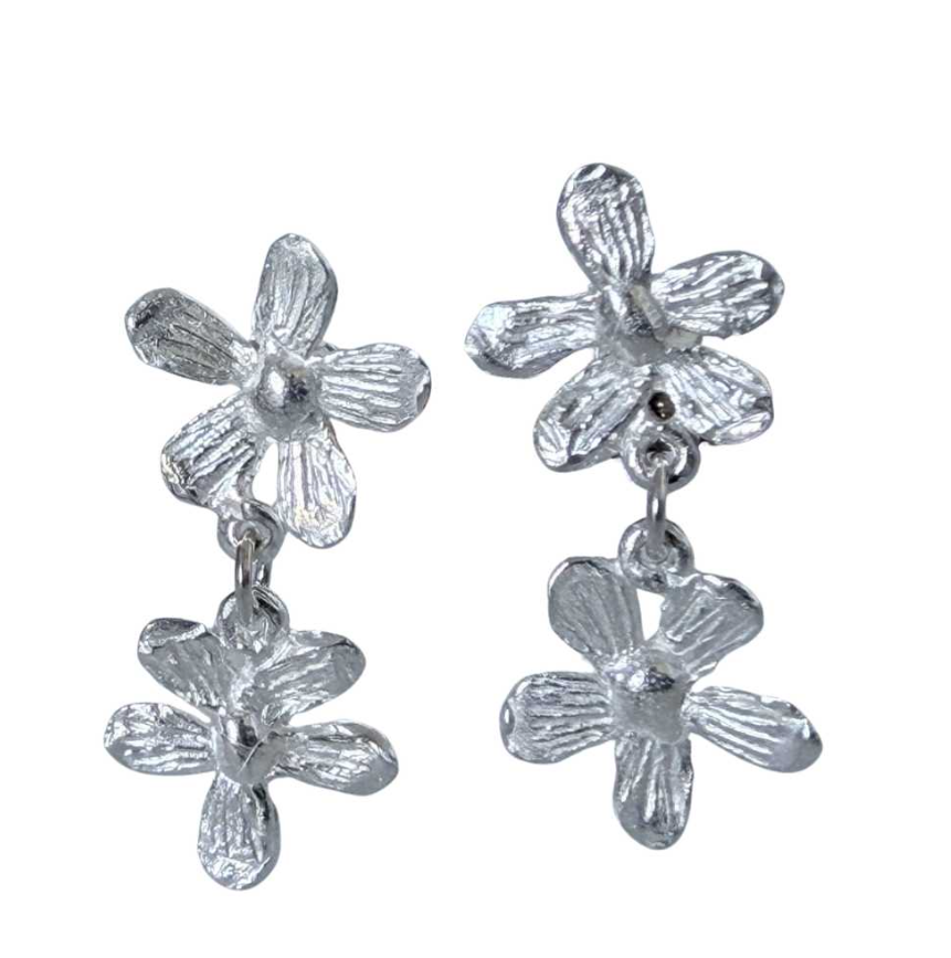 Flora Botanical Duo Drop Earrings - Sterling silver