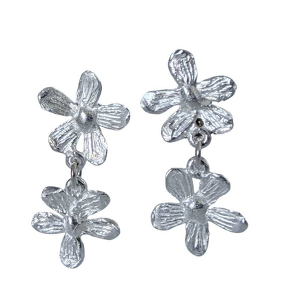 Flora Botanical Duo Drop Earrings - Sterling silver