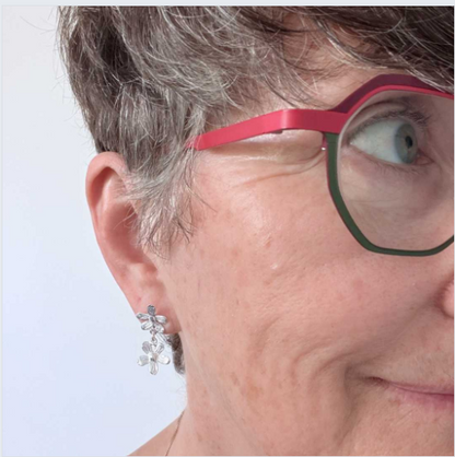 Flora Botanical Duo Drop Earrings - Sterling silver