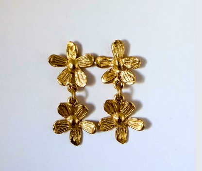 Flora Botanical Duo Drop Earrings - 18ct Gold Plate