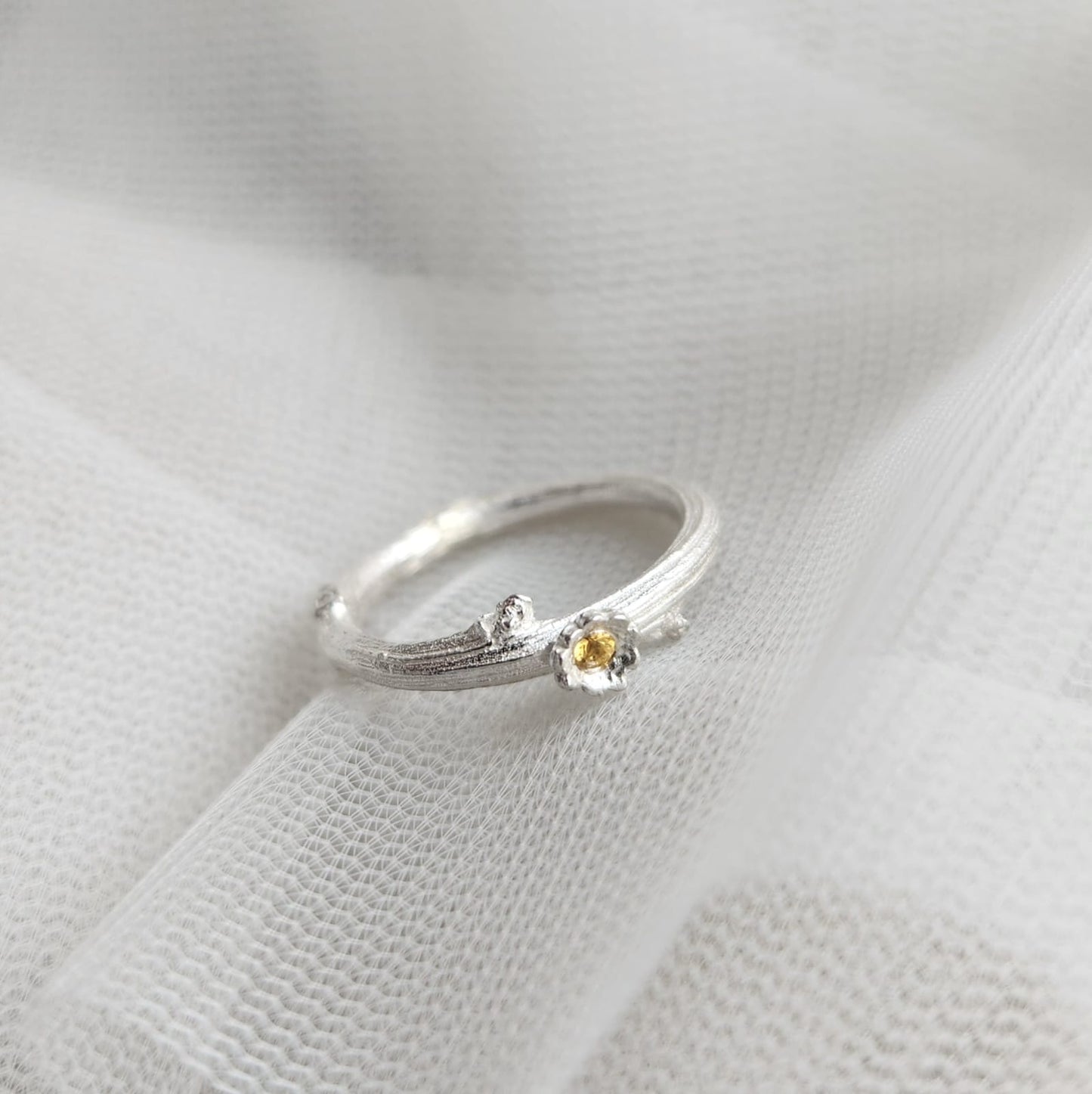 Briar Flowered Ring - Sterling Silver & Sapphire
