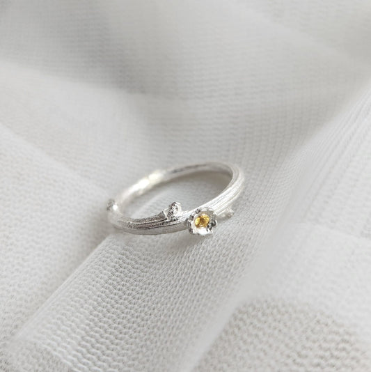 Briar Flowered Ring - Sterling Silver & Sapphire