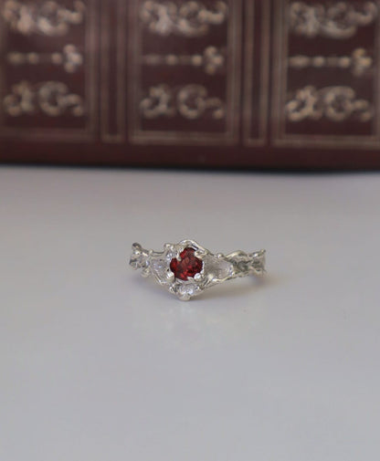 Naiads Crown Ring - Garnet & Sterling Silver