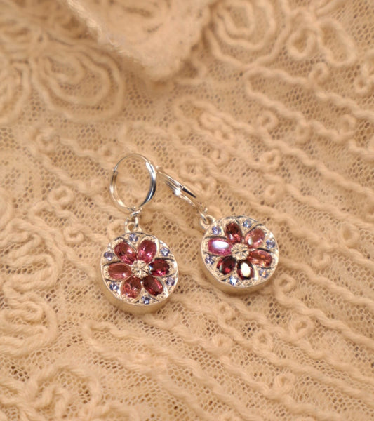 Winter Garden Earrings - Sterling silver, Tourmaline & Sapphires