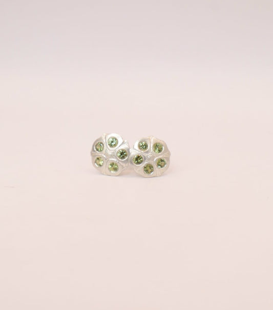 Seedpod Earrings - Sterling silver & sapphire
