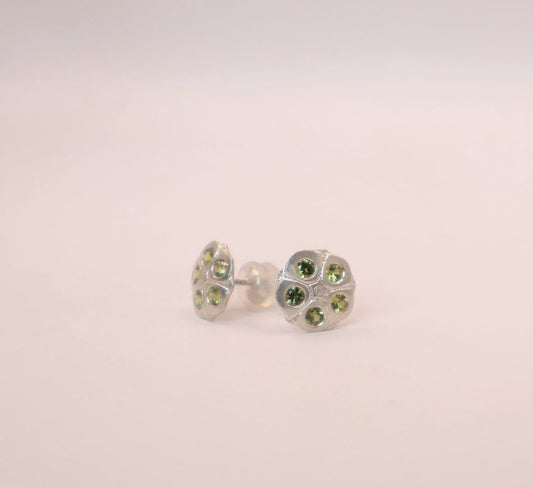 Seedpod Earrings - Sterling silver & sapphire
