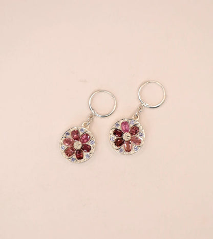 Winter Garden Earrings - Sterling silver, Tourmaline & Sapphires