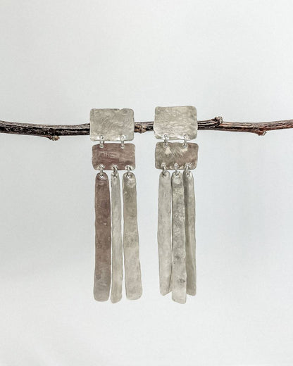 Abstract Geo Drop Sterling Silver Earrings