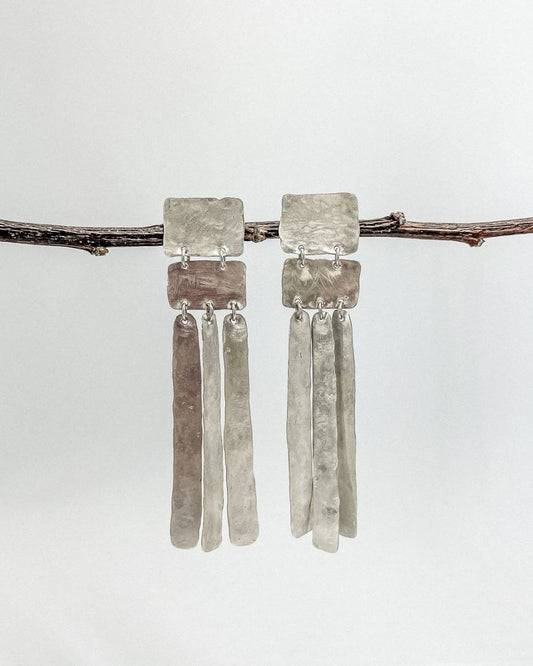 Abstract Geo Drop Sterling Silver Earrings