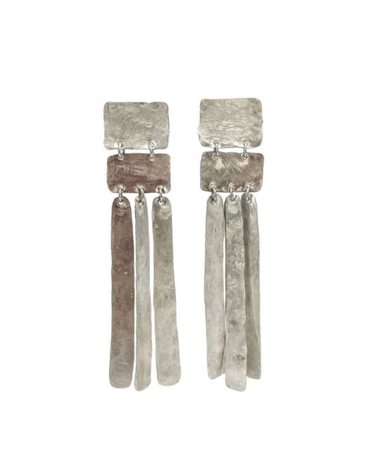 Abstract Geo Drop Sterling Silver Earrings