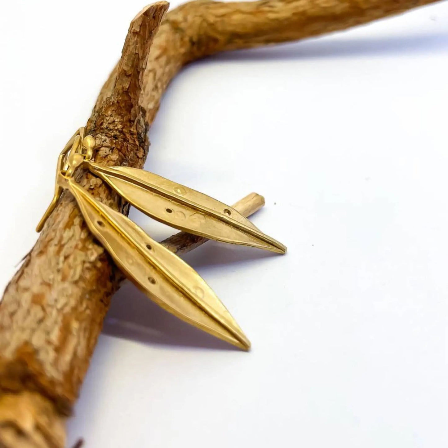 Pohutakawa Leaf Pendant Earrings - 18ct Gold Plated Sterling