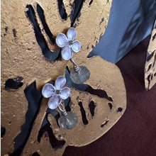 Load image into Gallery viewer, Hydrangea &amp; Aquamarine Stud Earrings
