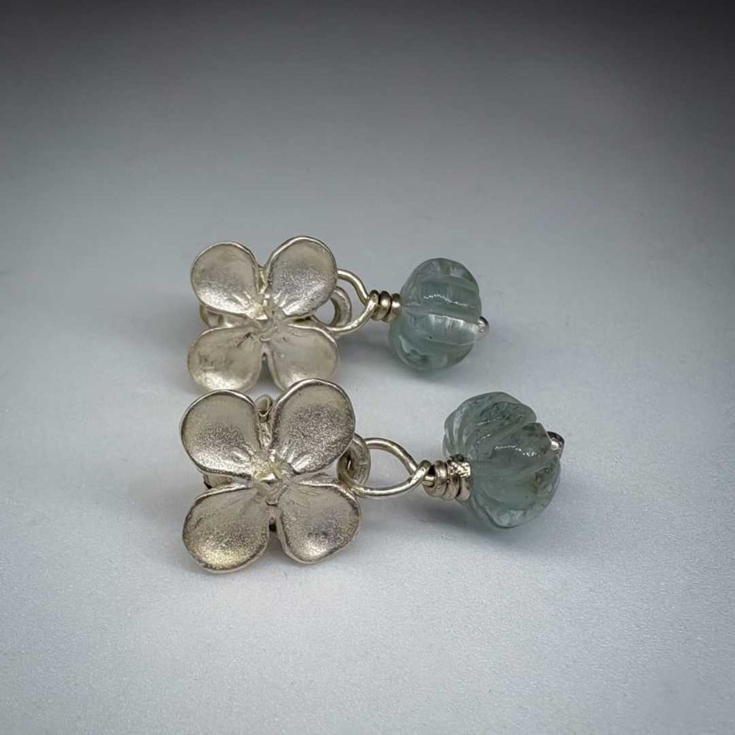 Hydrangea & Aquamarine Stud Earrings