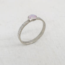 Load image into Gallery viewer, The Hefring in sterling silver set with a little pink synthetic opal. Handcrafted quality silver jewellery from Mason and Collins.

