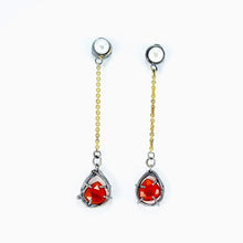 Load image into Gallery viewer, Red Onyx and pearl earrings from Natalie Salisbury Jewellery. Unique hand-crafted jewellery available at Mason and Collins.
