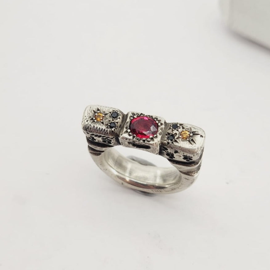 Ruins Ring with Rasberry Sapphire