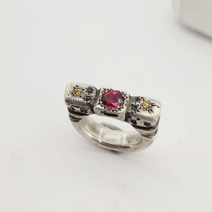 Ruins Ring with Rasberry Sapphire