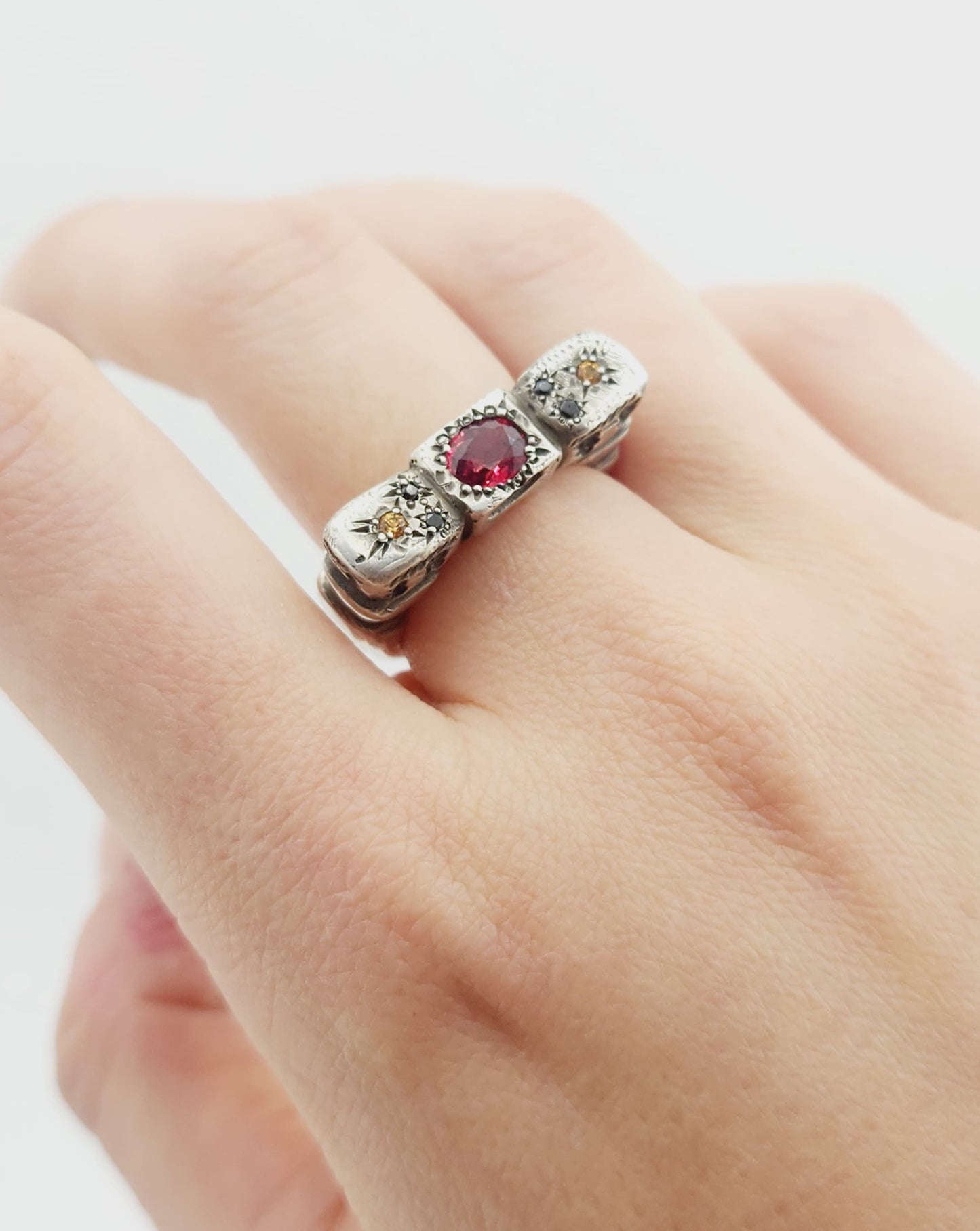 Ruins Ring with Rasberry Sapphire