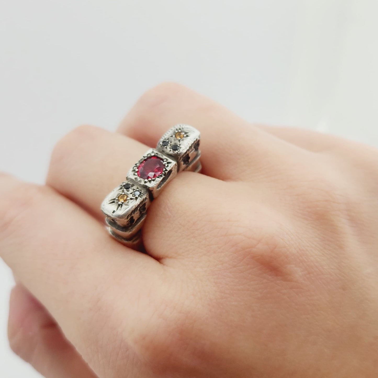Ruins Ring with Rasberry Sapphire