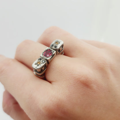 Ruins Ring with Rasberry Sapphire