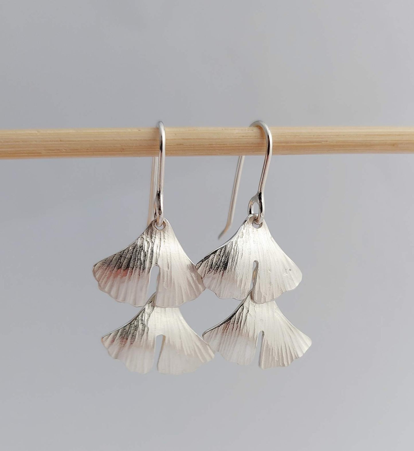 Articulated Ginko Leaf Drop Earrings