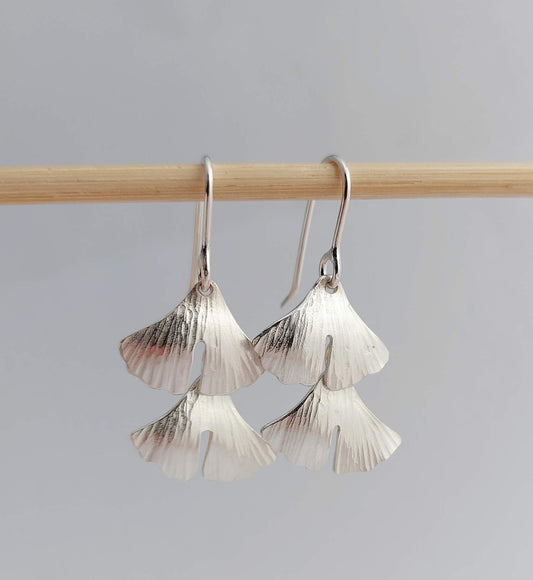 Articulated Ginko Leaf Drop Earrings