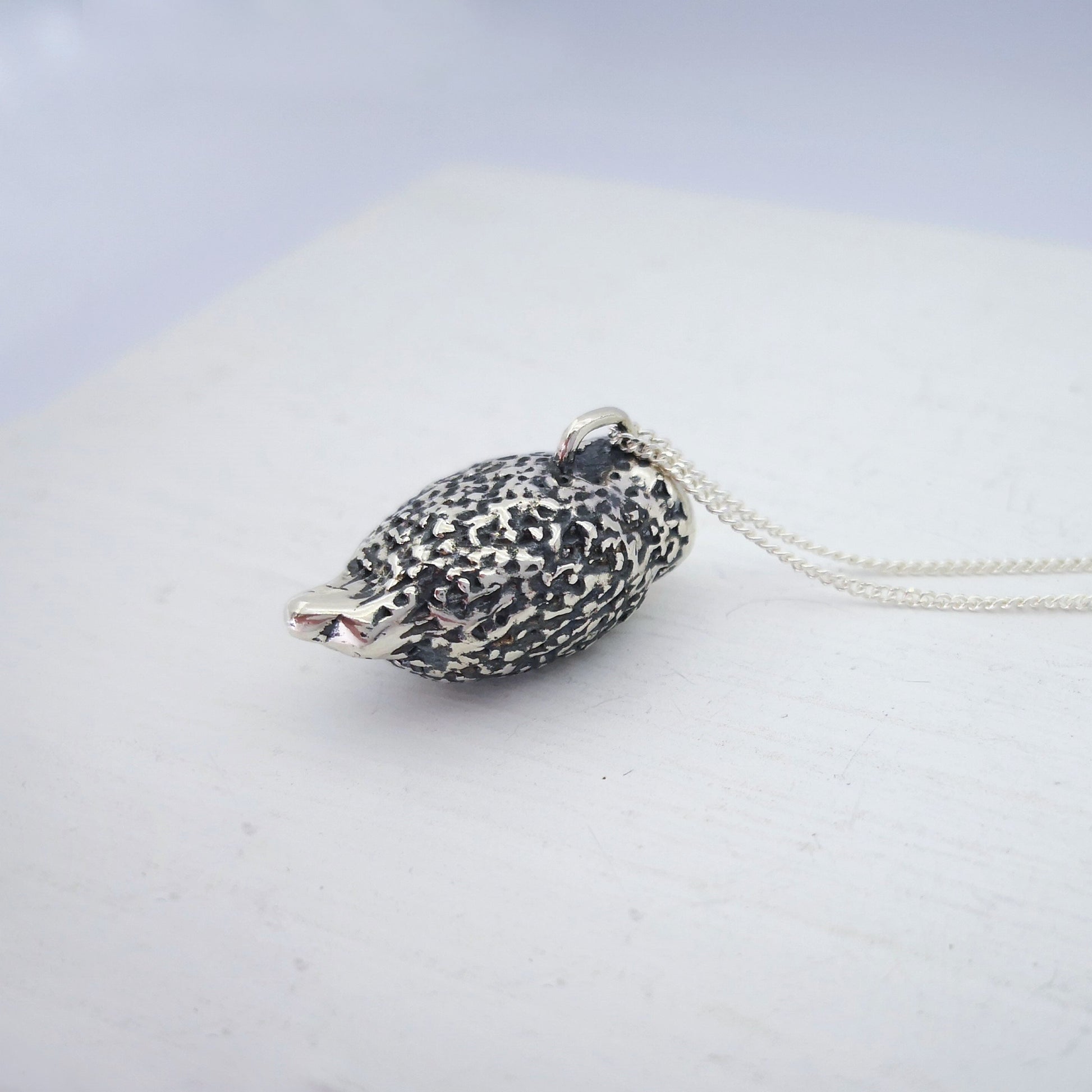 Ruru pendant in solid sterling silver on a sterling silver chain. Handmade by Ruru Jewellery.