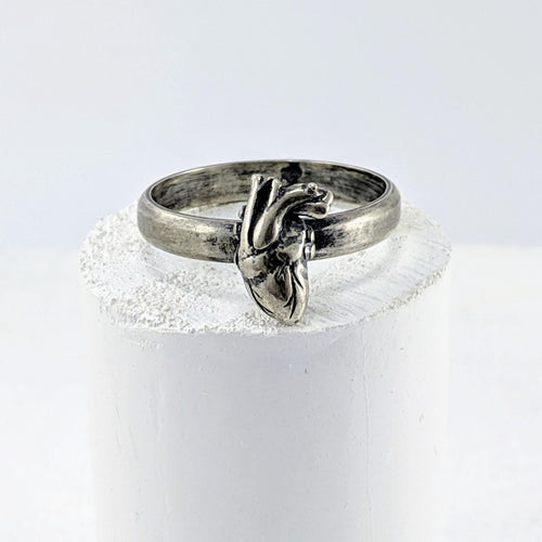 The Anatomical Heart Ring by Banshee the Valkyrie. Handmade silver NZ ring available at Mason & Collins.