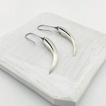 Load image into Gallery viewer, Handmade silver earrings by The Wild Jewellery NZ - the huia beak earrings in solid silver. 
