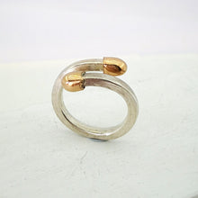 Load image into Gallery viewer, The Live/Live Matchstick ring in silver and gold by NZ jeweller David McLeod.
