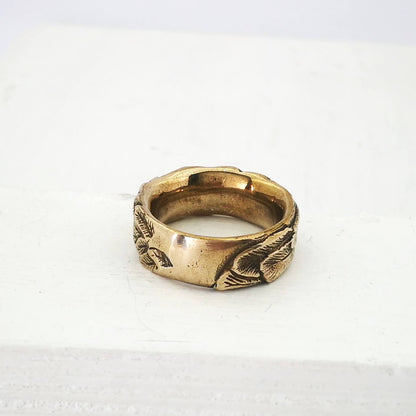 The Feather ring in antiqued bronze by The Wild. An iconic NZ jewellery brand that is hand made and beautifully finished.