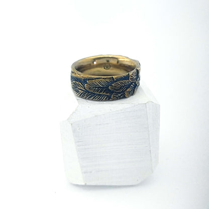 The Feather ring in antiqued bronze by The Wild. An iconic NZ jewellery brand that is hand made and beautifully finished.