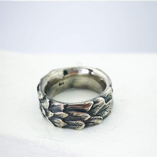 The Feather ring in oxidised sterling silver by The Wild. An iconic NZ jewellery brand that is hand made and beautifully finished.